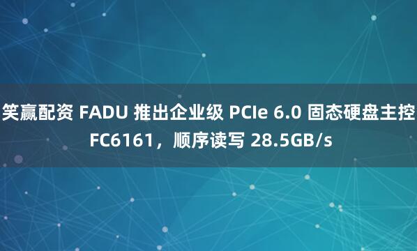 笑赢配资 FADU 推出企业级 PCIe 6.0 固态硬盘主控 FC6161，顺序读写 28.5GB/s